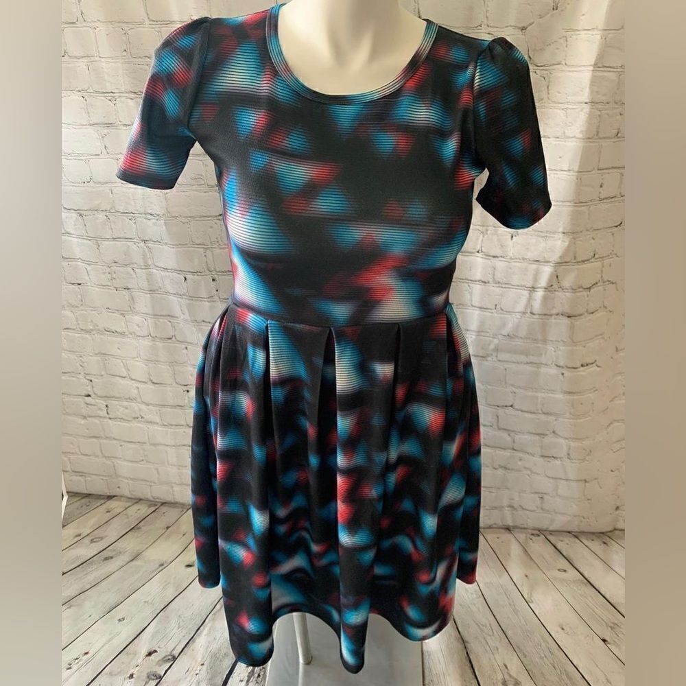 🔮 LULA ROE | Colorful Triangle Fit & Flare Dress Size Medium